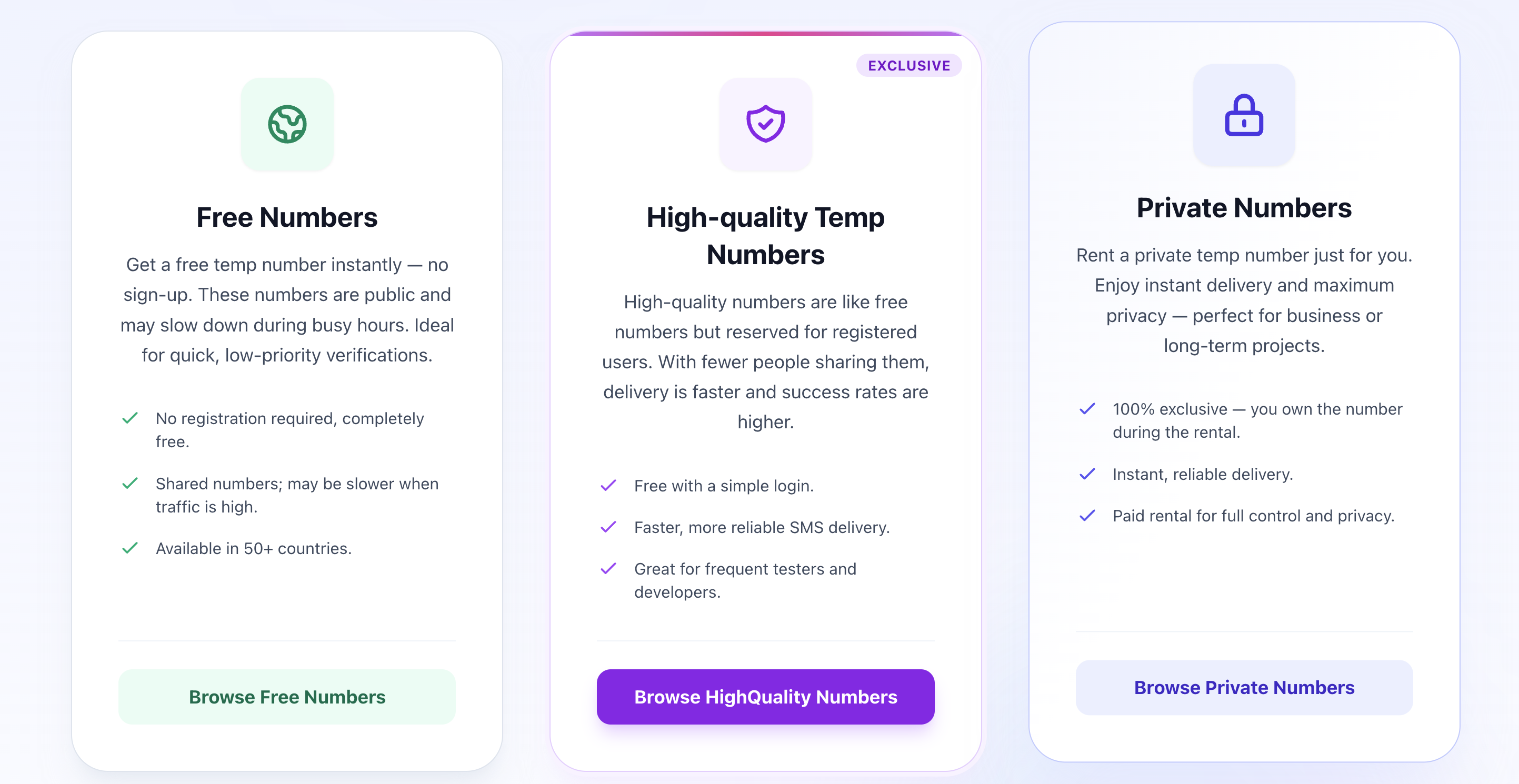 Types of Temporary Numbers