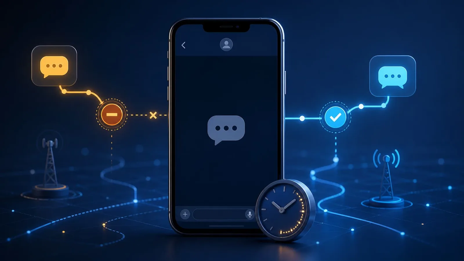 A smartphone waiting for an SMS verification code while message routes are checked